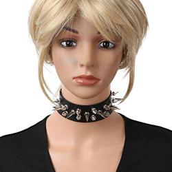 YiZYiF Punk Gothic PU Leather Studded Neck Collar Choker Necklace with Rivets Halloween Party Roleplay Clubwear Rock Jewelry