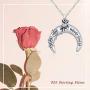 Waysles Rose Flower/Tree of Life/Photo Urn Necklace S925 Sterling Silver Cremation Jewelry Vintage Oxidized Memorial Pendant Necklace Family Jewelry with Fill Kit and Gift Box (Moon Rose Flower)