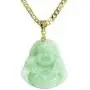 Smiling Laughing Buddha Lime Green Jade Pendant Necklace Cuban Cubana Gold Chain Genuine Certified Grade A Jadeite Jade Hand Crafted, Jade Neckalce, 14k Gold Filled Buddha necklace, Jade Medallion (18.00)