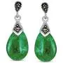 Dyed Green Jade Marcasite Pear Shaped Teardrop Dangle Stud Earrings For Women 925 Sterling Silver Dyed Green Jade Marcasite Pear Shaped Teardrop Dangle Stud Earrings For Women 925 Sterling Silver