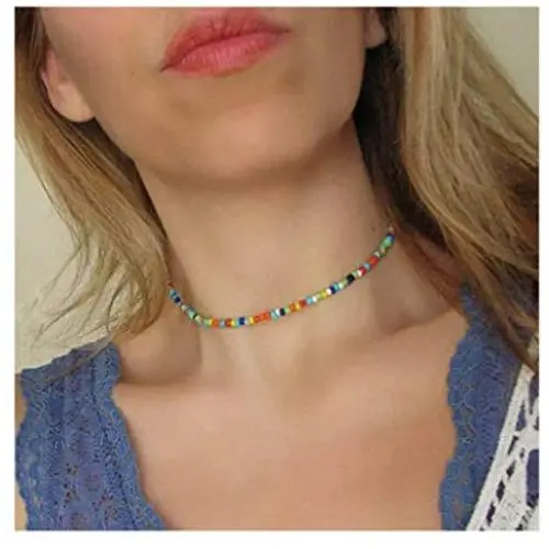 Yalice Multicolor Choker Necklace Chain Rainbow Seed Bead Necklaces Jewelry for Women and Girls Yalice Multicolor Choker Necklace Chain Rainbow Seed Bead Necklaces Jewelry for Women and Girls