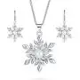 Christmas White Simulated Pearl Holiday Party Snowflake Pendant Necklace Earring Jewelry Set for Women Leverback Silver Plated Christmas White Simulated Pearl Holiday Party Snowflake Pendant Necklace Earring Jewelry Set for Women Leverback Silver Plated