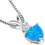 14 Karat White Gold Heart Shape Created Blue Opal Diamond Pendant 14 Karat White Gold Heart Shape Created Blue Opal Diamond Pendant