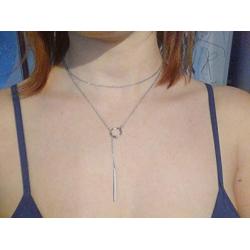 YOUCANDOIT2 Geometric Style Circle Cylindrical Stick Bar Dangle Earrings Necklace Sets for Women Teen Girls Minimalist Jewelry Lovers, Hypoallergenic/Never Fade