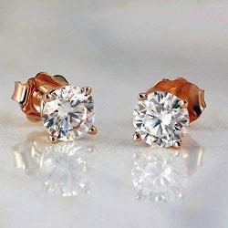 CZ Stud Earrings 925 Sterling Silver 18K Gold Plated Round Cubic Zirconia Hypoallergenic Set