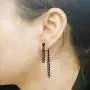 JSEA Stainless Steel Double Tassel Curb Chain Long Dangle Earrings Hypoallergenic Black Silver Gold Earring JSEA Stainless Steel Double Tassel Curb Chain Long Dangle Earrings Hypoallergenic Black Silver Gold Earring