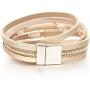 FANCY SHINY Leather Wrap Bracelet Boho Cuff Bracelets Crystal Bead Bracelet with Magnetic Clasp Jewelry Gifts for Women Teen Girls