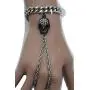 TFJ Women Fashion Jewelry Silver Metal Hand Chain Wrist Bracelet Slave Ring Black Skeleton Bling Skull TFJ Women Fashion Jewelry Silver Metal Hand Chain Wrist Bracelet Slave Ring Black Skeleton Bling Skull