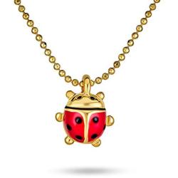Bling Jewelry Small Red Enamel Good Luck Garden Ladybug Pendant Necklace for Women Teen Silver Or Gold Tone Plated 16 Inch Bead Chain