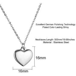 Wang Gao Stainless Steel 12mm Heart Charms Necklace For Women Love Jewelry For Girls,Silver