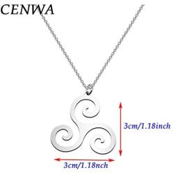 CENWA Stainless Steel Triple Spiral Necklace Emblem Amulet Talisman Charm