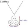 CENWA Stainless Steel Triple Spiral Necklace Emblem Amulet Talisman Charm