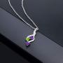 Gem Stone King 925 Sterling Silver Purple Amethyst and Green Peridot Pendant Necklace (0.73 Ct Heart Shape with 18 Inch Silver Chain)