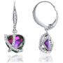CRYSTAL ICE Rhodium Plated Swarovski Leverback Earrings, Colored Crystal with Zirconia Accents
