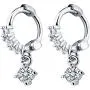Tiny CZ Dangle Sterling Silver Small Hoop Earrings for Women Teen Girls 18K White Gold Plated with Charms Cartilage Sleeper Hoops Pave Cubic Zirconia Solitaire Crystal Drop Fashion Wedding Jewelry 6mm