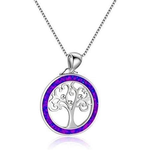 DMOMSA Unique Purple Tree of Life Pendant Lucky Necklace Charm Jewelry Suitable for Womens Birthday Gifts, Valentines Day, Mothers Day