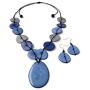 Artesania Karissma Tagua Necklace and Earrings in Blue TAG667. Tagua Nut Jewelry, Organic Necklace, Eco Friendly Jewelry, Blue Statement Necklace Set