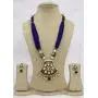 Babosa Sakhi Blue Meenakari Pendant Set Jaipuri Pearl Indian Traditional Kundan Necklace Jewelry Babosa Sakhi Blue Meenakari Pendant Set Jaipuri Pearl Indian Traditional Kundan Necklace Jewelry