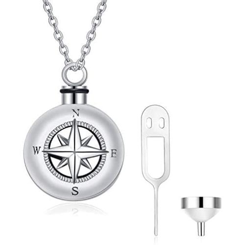 Angel caller Sterling Silver Vintage Nautical Compass Pendant Necklace for Unisex,18'',Enjoy The Journey,Pendant for Travel, Long Distance, Graduation Gift