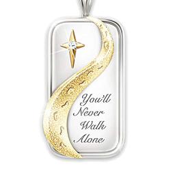 Youll Never Walk Alone Jewelry Necklace Chain Cross Dog Tag Stainless Steel Pendant Necklace Inspiring Gift