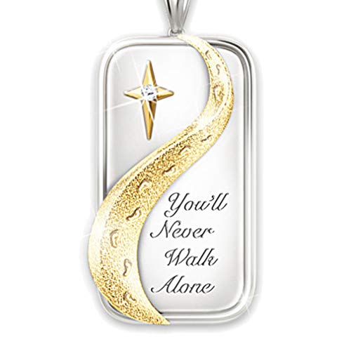 Youll Never Walk Alone Jewelry Necklace Chain Cross Dog Tag Stainless Steel Pendant Necklace Inspiring Gift