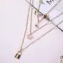 Layered Padlock Lock Pendant Necklaces Vintage Peach Heart Link Chain Butterfly Cubic Zirconia Rose Flower Tag Dainty Choker for Women Men Girls Punk Jewelry