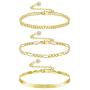 HAIAISO 14K Gold Plated Adjustable Layered Bracelets Gold Chain Bracelets Sets Cuban Link Bracelet Flat Herringbone Chain Bracelet Figaro Chain Bracelets Dainty Stacking Beaded Bracelet for Women