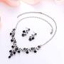 EVER FAITH Flower Leaf Necklace Earrings Set Austrian Crystal