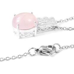 Shop LC Delivering Joy 925 Sterling Silver Rose Quartz Chain Pendant Necklace Fashion Jewelry for Women 18''