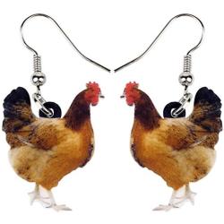 NEWEI Sweet Acrylic Chicken Hen Earrings Dangle Drop Fashion Farm Animal Jewelry for Girls Women Teens Gift Charms