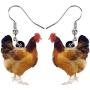 NEWEI Sweet Acrylic Chicken Hen Earrings Dangle Drop Fashion Farm Animal Jewelry for Girls Women Teens Gift Charms
