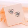 S925 Sterling Silver Animal Jewelry Puppy Dog Cat Pet Paw Print Love Heart Stud Earrings for Women Girls