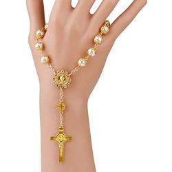 Joctly Rosary Cross Bead Bracelet Crucifix Coin Bracelet