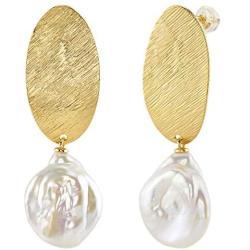 THE PEARL SOURCE 15mm Baroque Freshwater Pearl Julie Earrings for Women