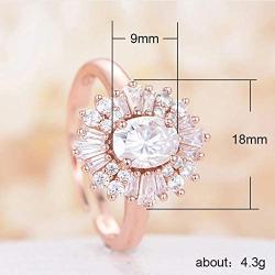 Women Rings Statement Cocktail Ring for Womens Vintage Style Starburst Sunburst Ring | Unique Design Rose Gold Plated Cubic Zirconia Fashion Jewelry