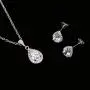BaubleStar Silver Teardrop Crystal Pendant Necklace Stud Earrings Wedding Jewelry Set BaubleStar Silver Teardrop Crystal Pendant Necklace Stud Earrings Wedding Jewelry Set