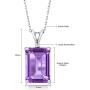 Gem Stone King Purple Amethyst 925 Sterling Silver Pendant Necklace 7.12 Ct Emerald Cut Gemstone Birthstone with 18 Inch Silver Chain