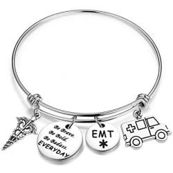 SEIRAA EMT Bracelet Caduceus Medical Gift EMT Jewelry Ambulance Charm Bracelet Makes Perfect EMT Gift for Nurse/Doctor