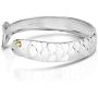 Unique Royal Jewelry. Solid 925 Sterling Silver and 14k Gold Plated Cod Fish Cuff Bracelet