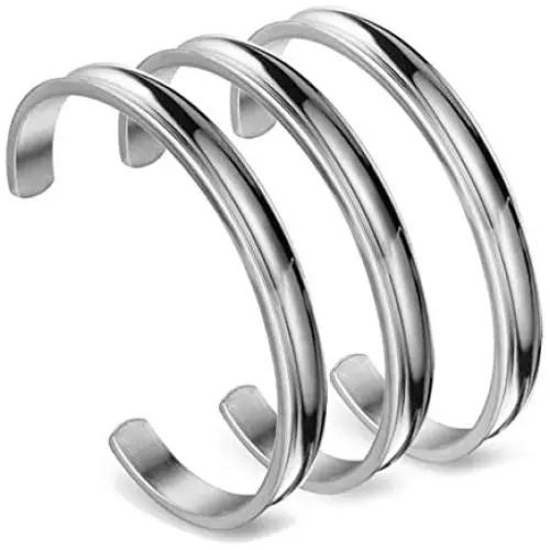 Zuo Bao Hair Tie Bracelet Stainless Steel Grooved Cuff Bangle for Women Girls Zuo Bao Hair Tie Bracelet Stainless Steel Grooved Cuff Bangle for Women Girls