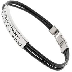 Joyful Sentiments Love Jewelry Stainless Steel I Love You to The Moon and Back Bracelet