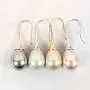 RIAH FASHION Simulated Pearl Hypoallergenic Real Silver & 14K Gold Plated Earrings - Oversized Faux Pearl Round Bead Classic Leverback Drop, Teardrop