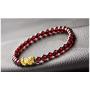MANRUO Feng Shui The Best Prosperity Red Bead Garnet Bracelet with Golden Pi Xiu/Pi Yao Lucky Wealthy Amulet Brecelet Jewelry