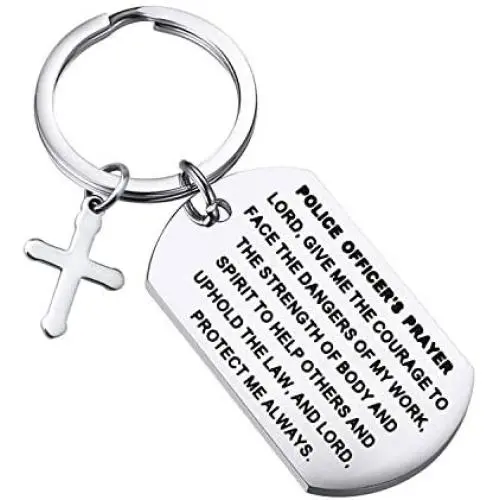 CYTING Police Officer Gift Police Officers Prayer Military Dog Tag Pendant Policeman Keychain Thin Blue Line Jewelry Deployment Gift Police Academy Graduation Gift CYTING Police Officer Gift Police Officers Prayer Military Dog Tag Pendant Policeman Keychain Thin Blue Line Jewelry Deployment Gift Police Academy Graduation Gift