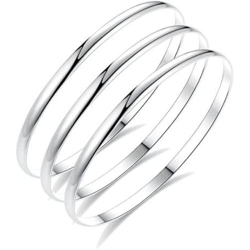 HooAMI Womens Bangle Bracelets Stainless Steel High Polished Stackable Bangle Jewelry Set for Women