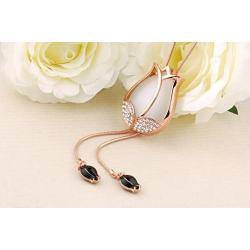 Vintage Style Long Necklace Rosegold Tone Multitier Necklace Pendant Jewelry for Women (Long - 32'')