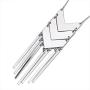 HUIMEI Chevron Three V Shaped Long Chain Pendant Necklace with Tassel