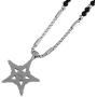 BLEUM CADE Star Wiccan Witch Magical Power Pentagram Pendant Necklace with Black Agate Stone Chain 26''
