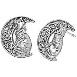 Wolf Crescent Moon Punk Earrings for Women Female Odin s Symbol of Norse Viking Metal Cool Animal Jewelry Earring