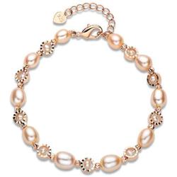 Pearl Bracelets Freshwater Cultured Pearl Bracelets Gold Filled with Adjustable Chain Jewelry Gift for Teen Girls Daughter Women Bridal